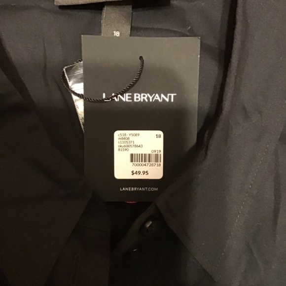 Lane Bryant Black Blouse hidden button 16,18,20,22. NWT - Picture 8 of 11